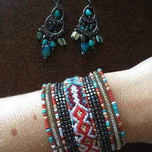 Simulated turquoise earrings, bracelet, pendant